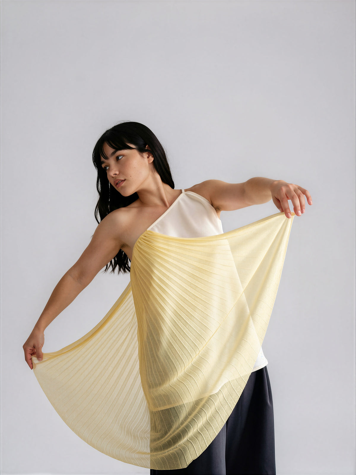 PLEATED ASYMETRIC WING TOP "THE STAIRS"